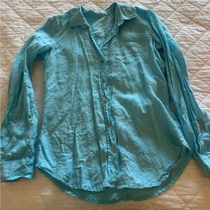 Lilly Pulitzer 100% Linen Long Sleeve Button Down Shirt Size Small